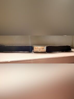 Prada Brown Canvas Belt with Silver Logo Buckle